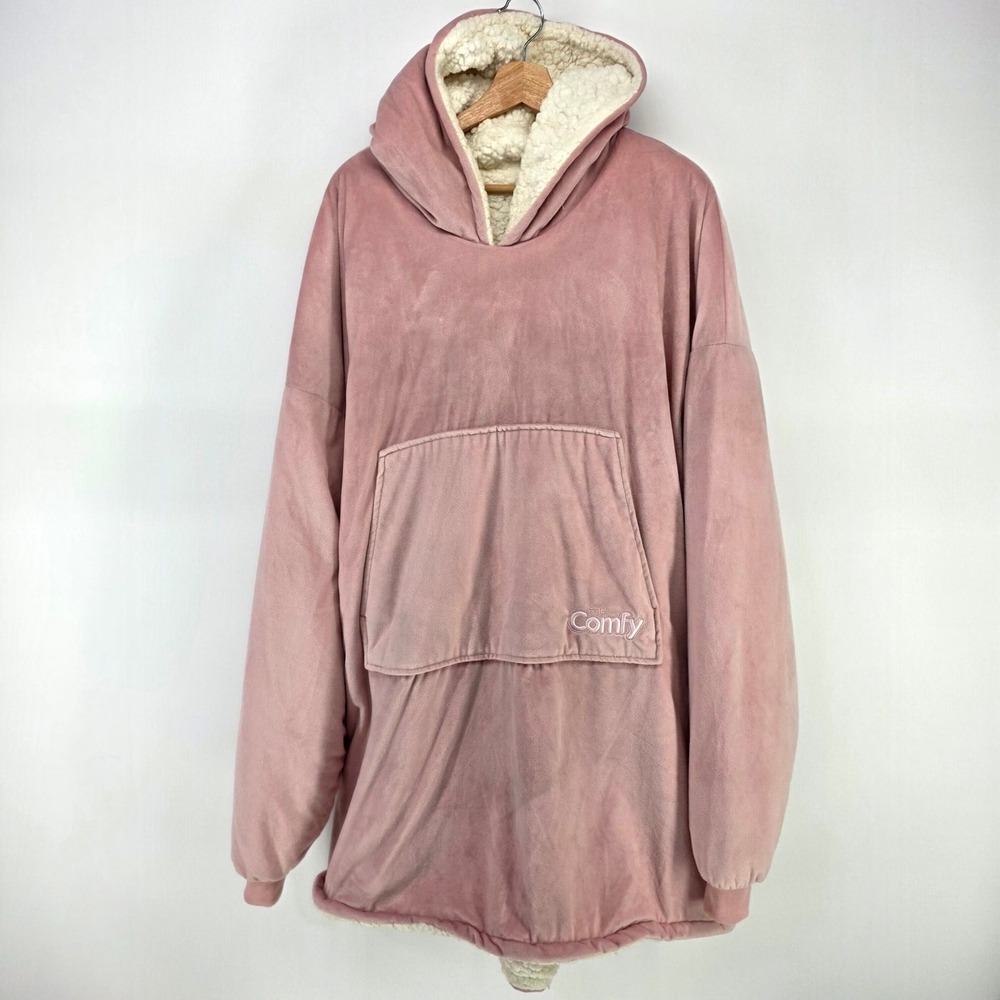 The Comfy Wearable Blanket Hoodie OS Pink Sherpa Lined Oversized Sweatshirt Soft